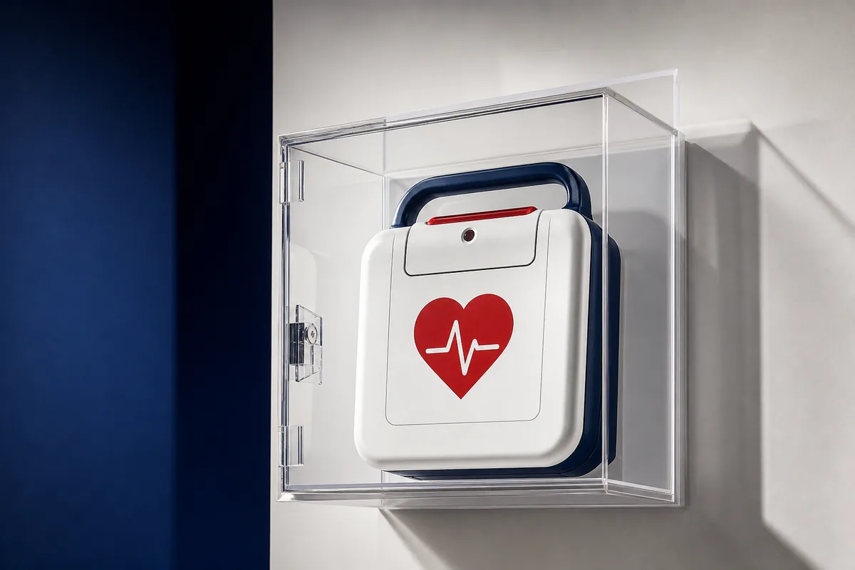 Automatický externí defibrilátor CardioPro instalovaný ve firmě